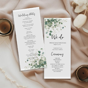 Elegant watercolor greenery wedding program