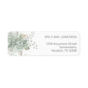 Elegant Watercolor Greenery Wedding Return Address Label