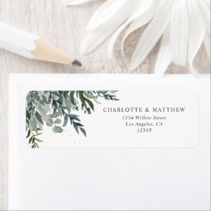 Elegant Watercolor Greenery Wedding Return Address Return Address Label