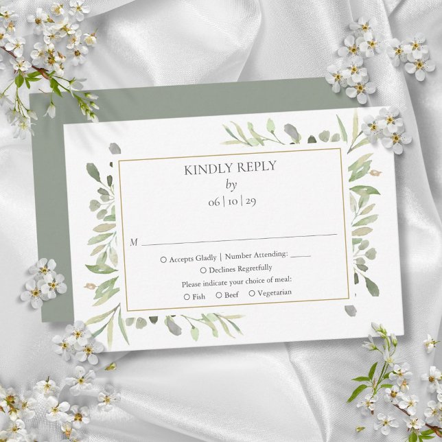 Elegant Watercolor Greenery Wedding RSVP Card (Elegant Watercolor Greenery Wedding RSVP Card)