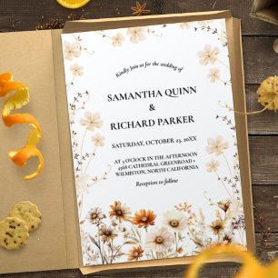 Elegant Watercolor Greenery Wildflower Wedding Invitation