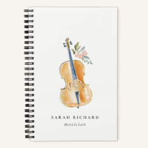Elegant Watercolor Guitar Musician Music Teacher Notebook