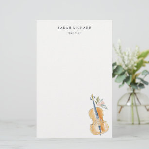 Elegant Watercolor Guitar Musician Music Teacher Stationery