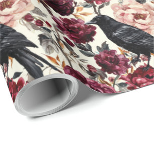Elegant Watercolor Halloween Floral Wrapping Paper