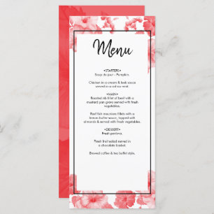 Elegant Watercolor Hibiscus Wedding Menu
