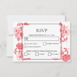 Elegant Watercolor Hibiscus Wedding RSVP Cards