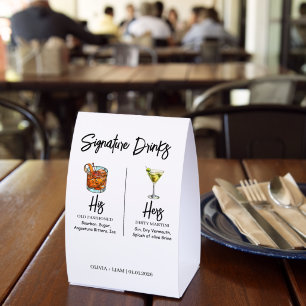 Elegant Watercolor His and Hers Signature Drinks
