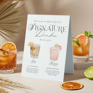 Elegant Watercolor His Her Signature Drink Wedding