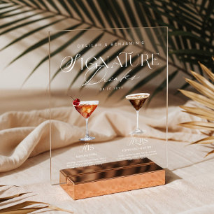 Elegant Watercolor His Her Signature Drink Wedding Acrylic Sign