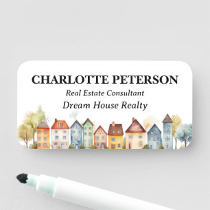 Elegant Watercolor Homes Custom Realtor Name Tag