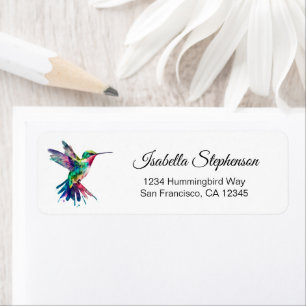 Elegant Watercolor Hummingbird Return Address Label