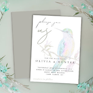Elegant Watercolor Hummingbird Wedding Invitation