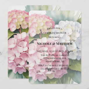 Elegant Watercolor Hydrangea Couples Shower Invitation