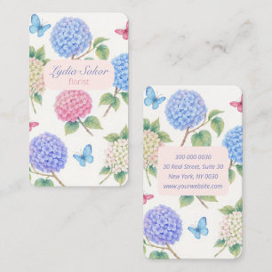 Elegant Watercolor Hydrangea Florist Business Card