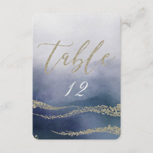 Elegant Watercolor in Surf Wedding Table Number
