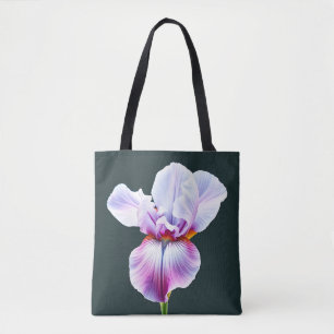 Elegant Watercolor Iris Bloom with Delicate Petals Tote Bag