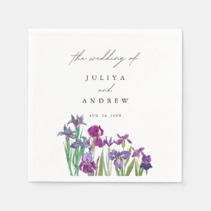 Elegant watercolor Iris flower script wedding Napkin