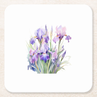 Elegant Watercolor Iris Paper Coasters 