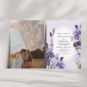 Elegant Watercolor Iris Wedding Invitation