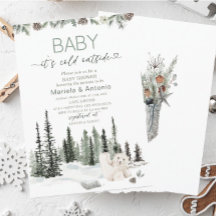 Elegant  Watercolor it`s cold outside Baby Shower
