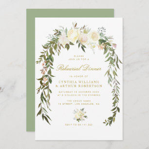 elegant watercolor ivory floral rehearsal dinner invitation