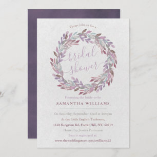 Elegant Watercolor Laurel Wreath Bridal Shower Invitation