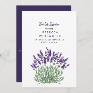 Elegant Watercolor Lavender Bridal Shower Invitation