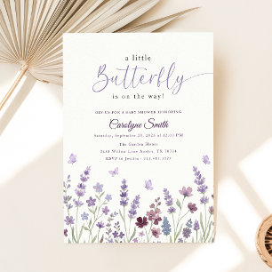 Elegant Watercolor Lavender Butterfly Baby Shower Invitation