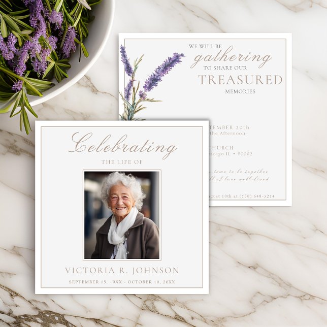 Elegant Watercolor Lavender Celebration of Life Invitation (Creator Uploaded)
