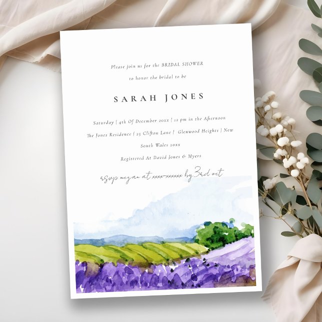 Elegant Watercolor Lavender Fields Bridal Shower Invitation (Creator Uploaded)