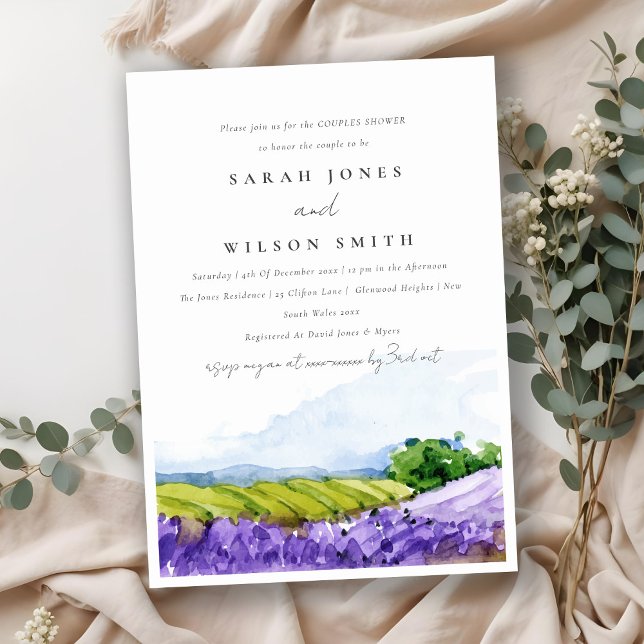 Elegant Watercolor Lavender Fields Couples Shower Invitation (Creator Uploaded)