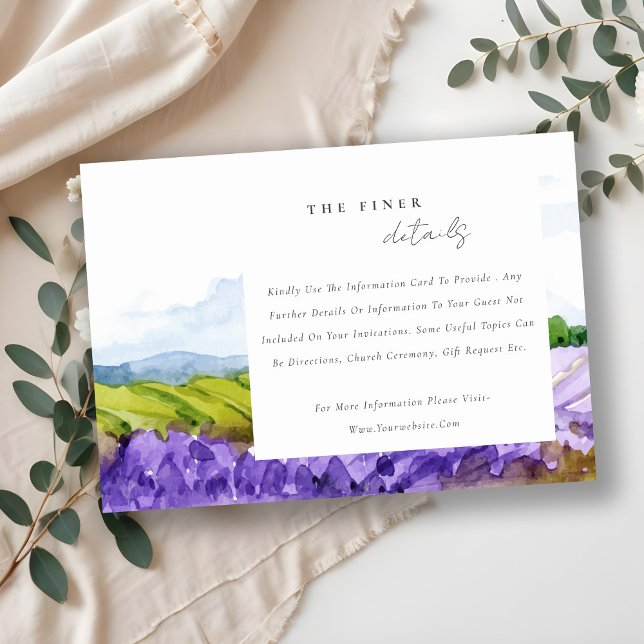Elegant Watercolor Lavender Fields Wedding Details Enclosure Card (Creator Uploaded)