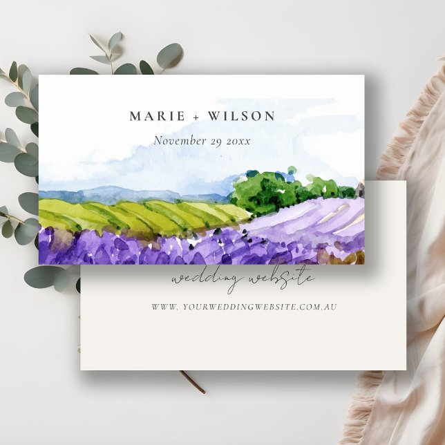 Elegant Watercolor Lavender Fields Wedding Website Enclosure Card (Creator Uploaded)