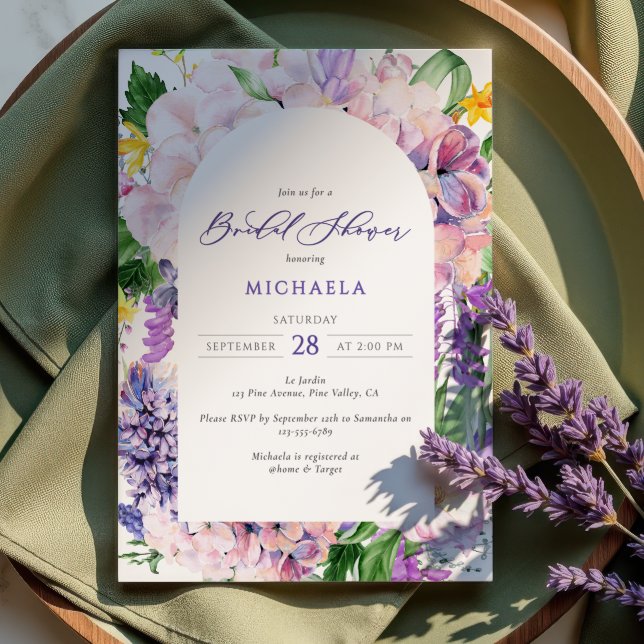 Elegant Watercolor Lavender Flowers Bridal Shower Invitation (Creator Uploaded)