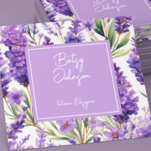 Elegant Watercolor Lavender Flowers Business Card