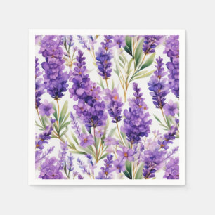 Elegant Watercolor Lavender Flowers Napkin