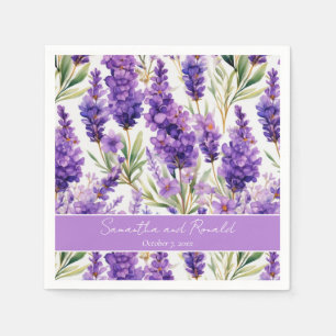 Elegant Watercolor Lavender Flowers Wedding Napkin