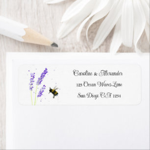 Elegant Watercolor Lavender Herbs Floral Wedding Return Address Label