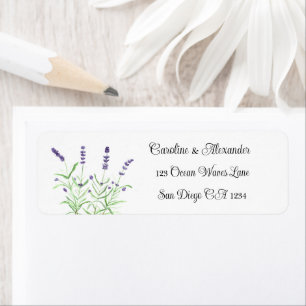 Elegant Watercolor Lavender Herbs Floral Wedding Return Address Label