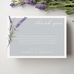 Elegant Watercolor Lavender Memorial Thank You Card