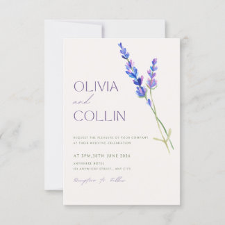Elegant Watercolor Lavender Wedding Invitation