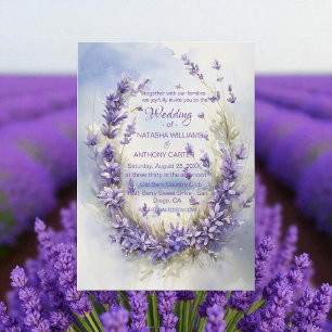 Elegant Watercolor Lavender Wedding Rustic Invitation