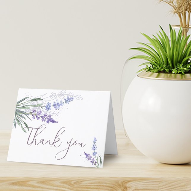 Elegant Watercolor Lavenders Blank Thank You Card (Creator Uploaded)