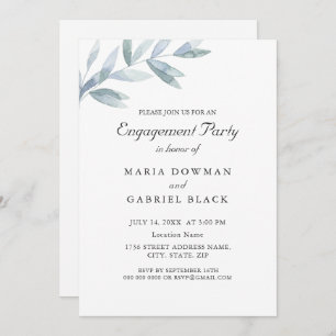 Elegant watercolor leaf botanical Engagement Part Invitation