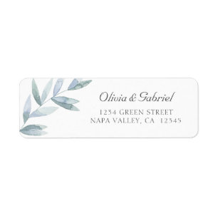 Elegant watercolor leaf botanical wedding address return address label