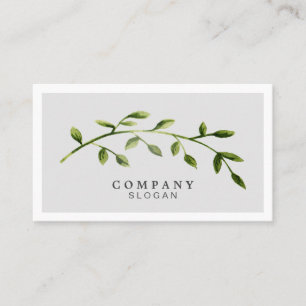 Elegant Watercolor Leaf Light Grey Business Card