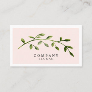 Elegant Watercolor Leaf Pastel Pink Business Card
