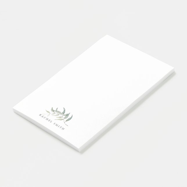 elegant watercolor leaf personalised post-it notes (Angled)