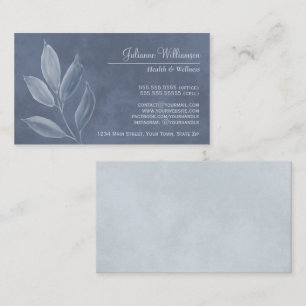 Elegant Watercolor Leaves Dusty Blue & Pewter Business Card