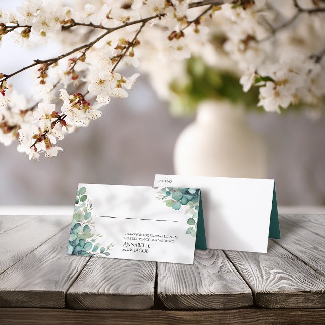 Elegant Watercolor Leaves Folded Place Card (Creator Uploaded)